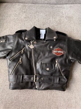 Kids Harley-Davidson Black Leather Motorcycle Jacket - Biker Style
